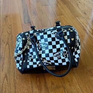 Checkered betsey johnson purse